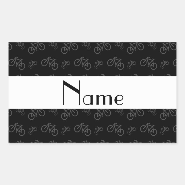 Sticker Rectangulaire Motif noir nommé personnalisé de bicyclette (Devant)