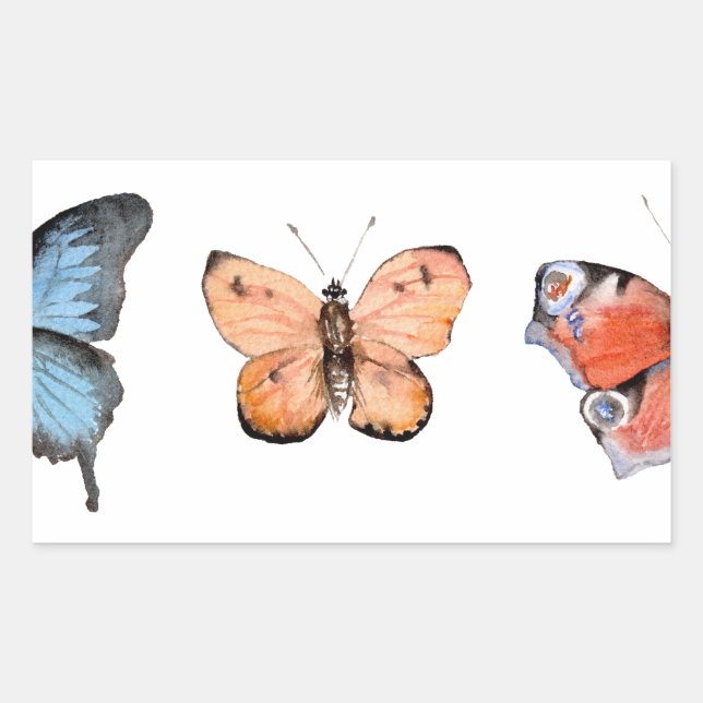 Sticker Rectangulaire Motif papillon (Devant)