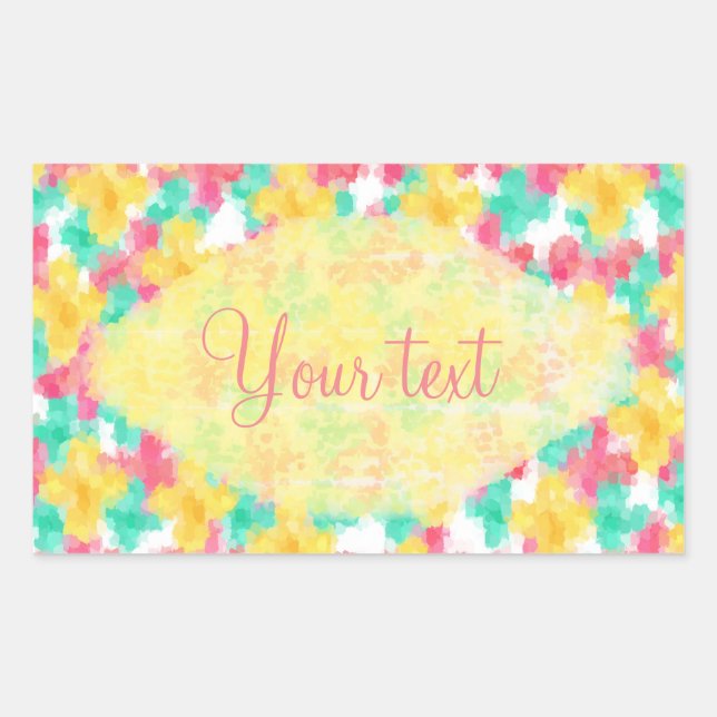 Sticker Rectangulaire Motif Pastel Fleurs d'été (Devant)