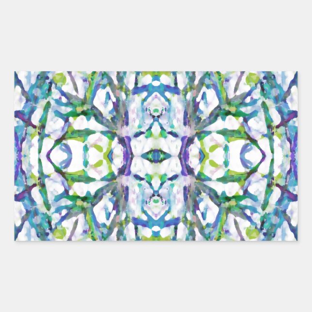 Sticker Rectangulaire Motif psychédélique bleu (Devant)