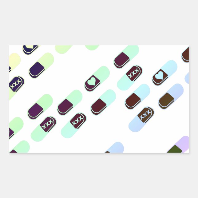 Sticker Rectangulaire Motif Rainbow Pastel Pills (Devant)