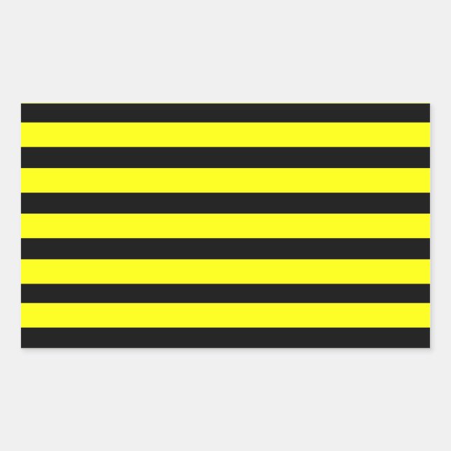 Sticker Rectangulaire Motif rayé Gras Jaune et Noir (Devant)