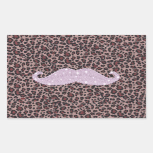Sticker Rectangulaire Motif rose drôle de moustache et de poster de