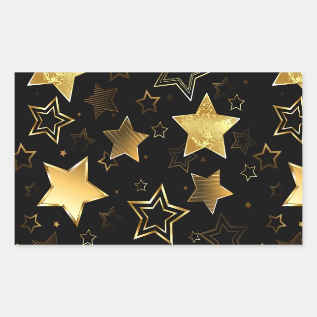 Sticker Rectangulaire Motif sans couture avec étoiles d'or (Devant)