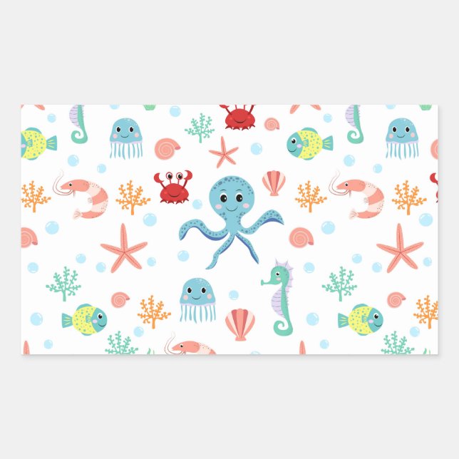 Sticker Rectangulaire motif Sea World (Devant)