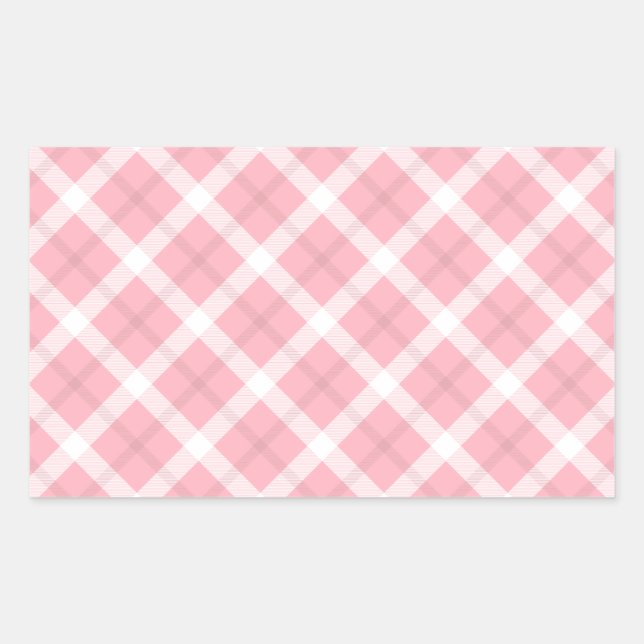 Sticker Rectangulaire Motif Tartan Rose Et Blanc (Devant)