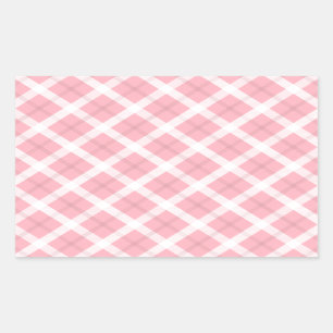 Sticker Rectangulaire Motif Tartan Rose Et Blanc
