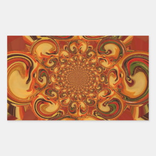 Sticker Rectangulaire Motif tourbillonnant : Tons d'orange, Brown et ver