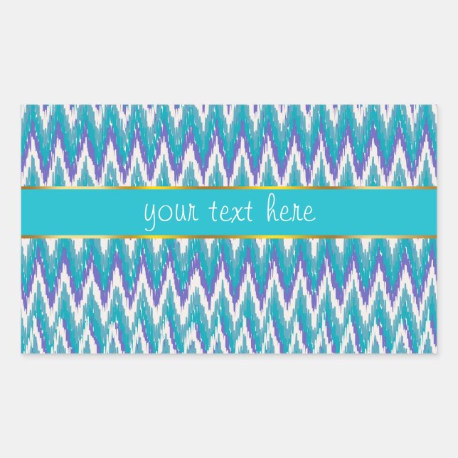 Sticker Rectangulaire motif turquoise et Amethyst iKat ZigZag (Devant)