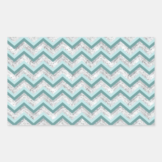 Sticker Rectangulaire Motif turquoise et Crystal Zigzag (Devant)