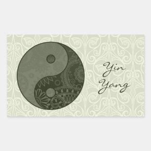Sticker Rectangulaire Motif Yin Yang Sage Green