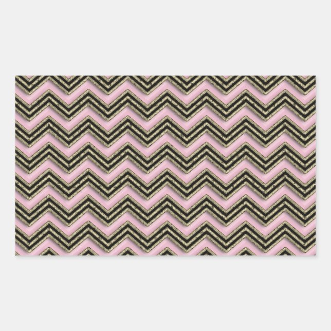 Sticker Rectangulaire Motif Zigzag noir et rose (Devant)