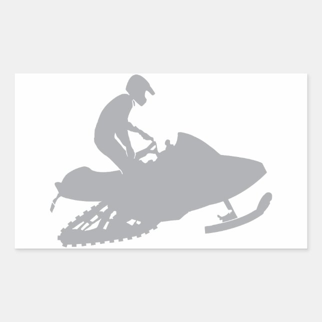 Sticker Rectangulaire Motoneige gris argent (Devant)