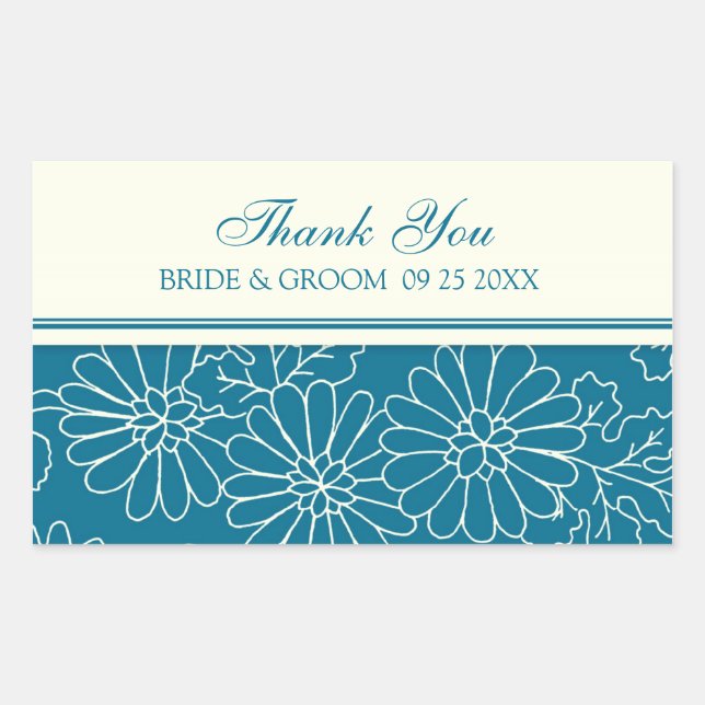 Sticker Rectangulaire Mots clés de faveur du Merci de crème turquoise (Devant)