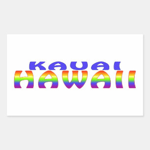 Sticker Rectangulaire Mots d'arc-en-ciel de Kauai Hawaï