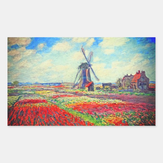 Sticker Rectangulaire Moulin à vin Monet Tulips (Devant)