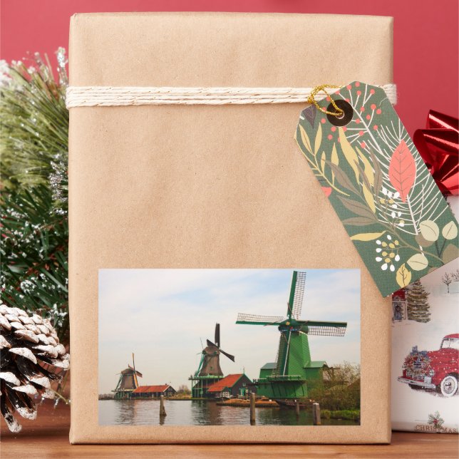 Sticker Rectangulaire Moulins à vent hollandais, Zaanse Schans. (vacances)