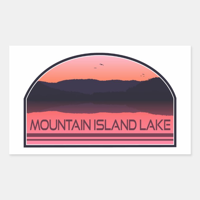 Sticker Rectangulaire Mountain Island Lake Caroline du Nord Sunrise roug (Devant)