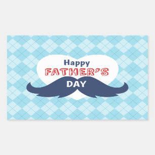 Sticker Rectangulaire Moustache et coeur heureux de fête des pères