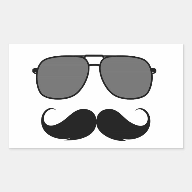Sticker Rectangulaire moustache et lunettes (Devant)