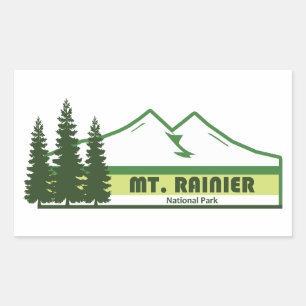 Sticker Rectangulaire Mt. Rainier Parc National Bandes Vertes