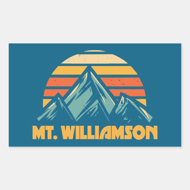 Sticker Rectangulaire Mt. Williamson California Retro Turquoise (Devant)