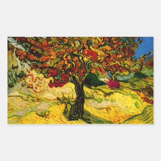 Sticker Rectangulaire Mulberry Tree Van Gogh Art (Devant)