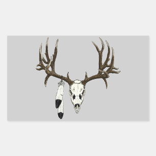 Sticker Rectangulaire Mule cerf plumes d'aigle