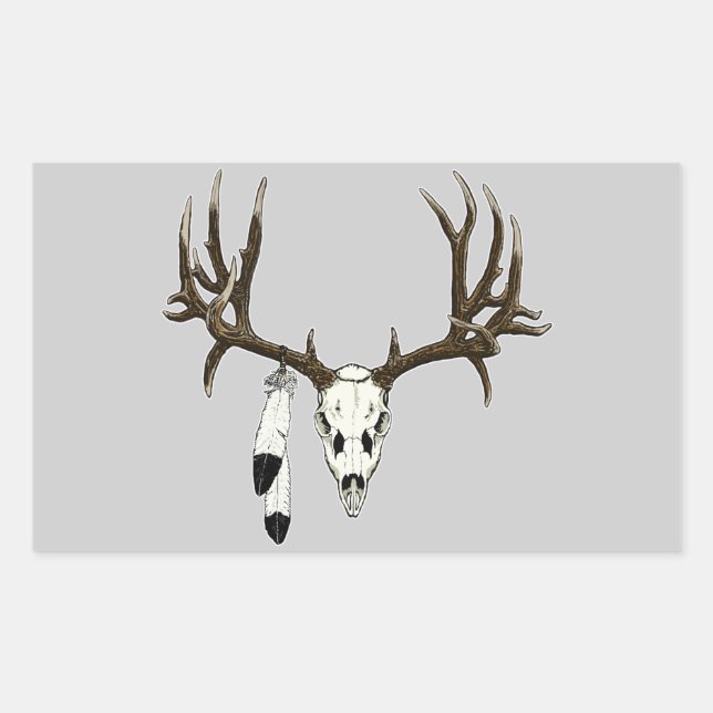 Sticker Rectangulaire Mule cerf plumes d'aigle (Devant)