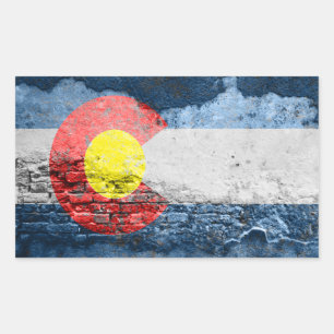 Sticker Rectangulaire mur de briques de drapeau du Colorado