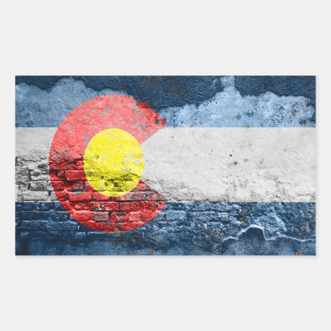 Sticker Rectangulaire mur en brique du drapeau colorado (Devant)