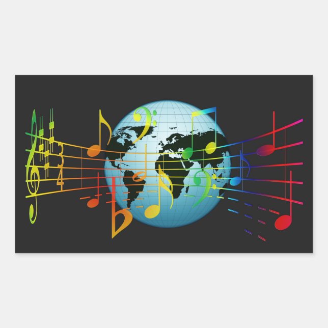 Sticker Rectangulaire Musique autour du monde (Devant)