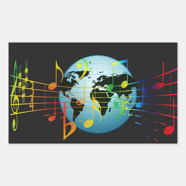 Sticker Rectangulaire Musique dans le monde (Devant)