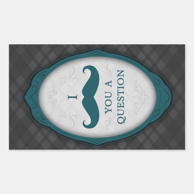 Sticker Rectangulaire Mustache Bash Question Élégantes Invitations De Fr (Devant)