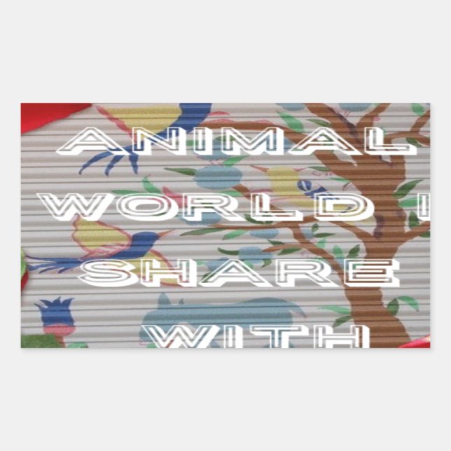 Sticker Rectangulaire My Animal World : Belle conception d'arbre et d'oi (Devant)