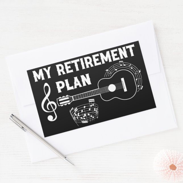 Sticker Rectangulaire My Retirement Plan Guitar Funny Musicians (Enveloppe)