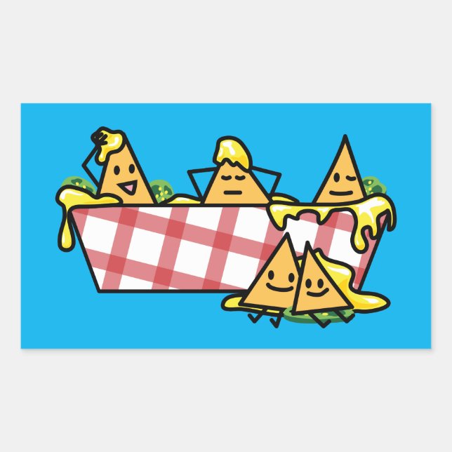 Sticker Rectangulaire Nachos Fromage fondu Jalapeno Nacho chips tortilla (Devant)