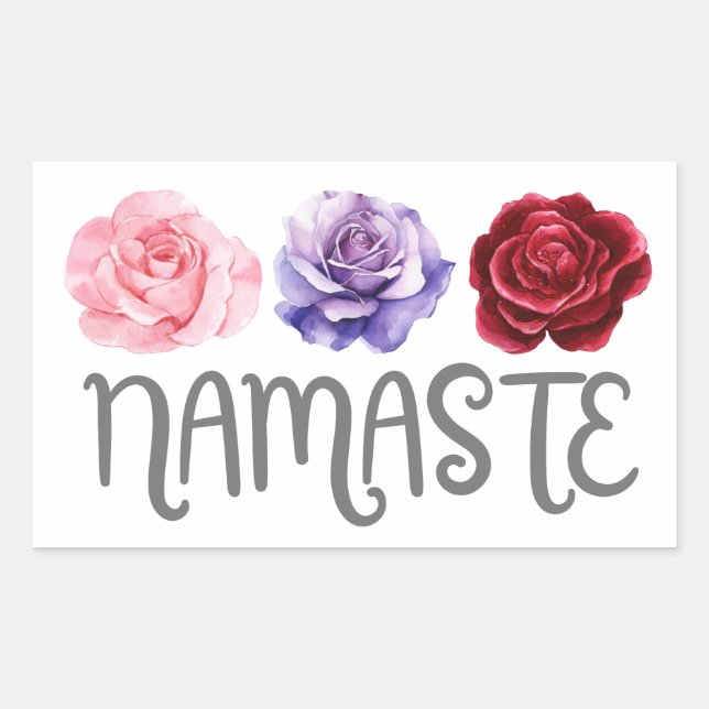 Sticker Rectangulaire Namaste à trois fleurs (Devant)