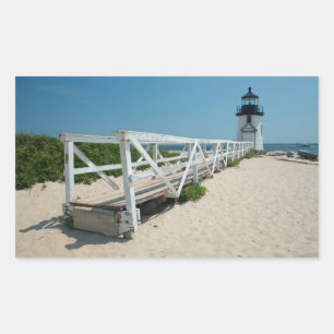 Sticker Rectangulaire Nantucket. Vieux phare en bois