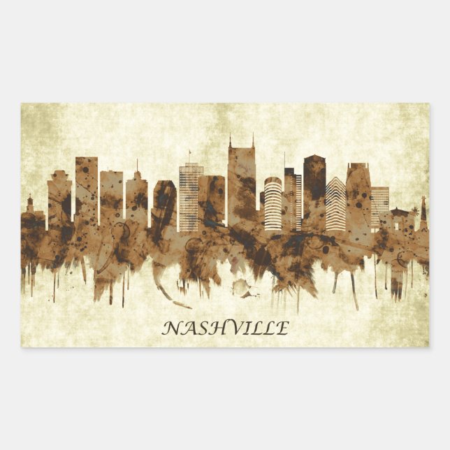 Sticker Rectangulaire Nashville Tennessee Cityscape (Devant)