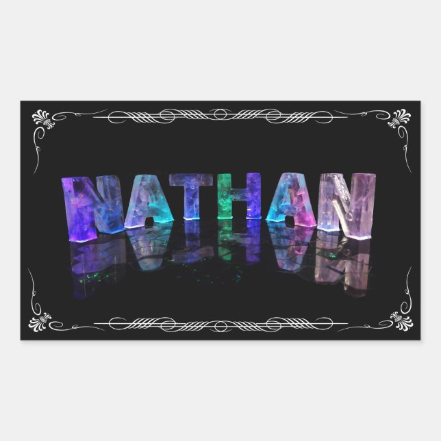 Sticker Rectangulaire Nathan - Le nom Nathan en lumières 3D (Photo (Devant)