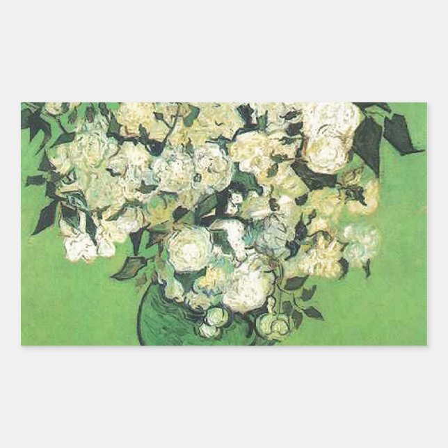 Sticker Rectangulaire Nature morte - Roses roses dans un vase Vincent va (Devant)