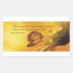 Sticker Rectangulaire N'ayez Pas Peur Papillon Religieux sur Marguerite