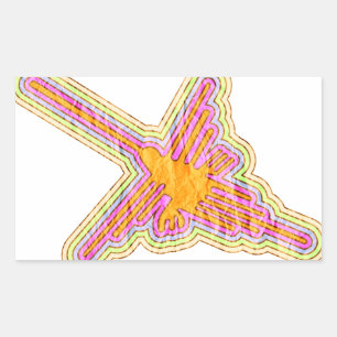 Sticker Rectangulaire Nazca Lignes Colibri Avec Effet Papier Rincé