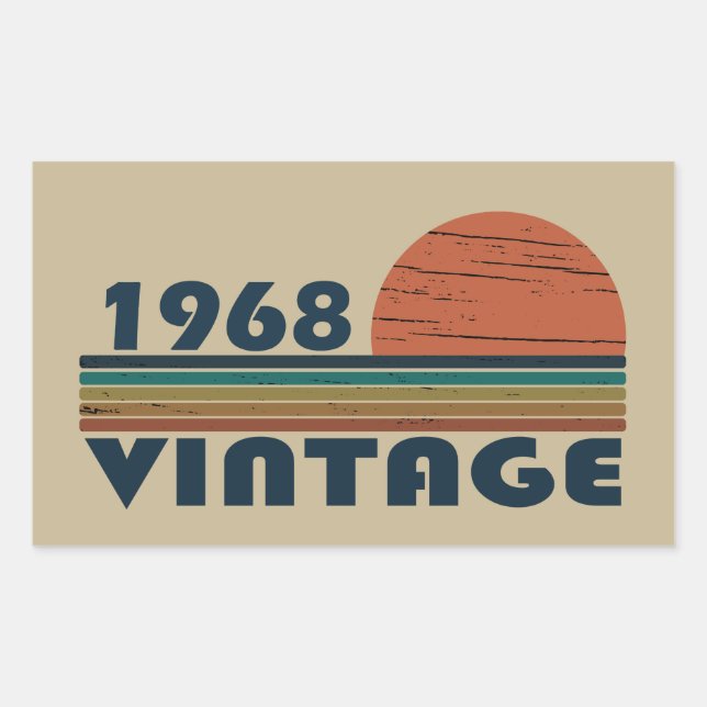 Sticker Rectangulaire Né en 1968 anniversaire vintage (Devant)