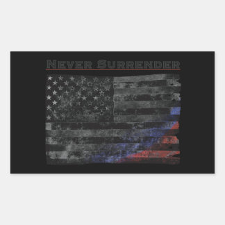 Sticker Rectangulaire Ne jamais abandonner le drapeau noir américain