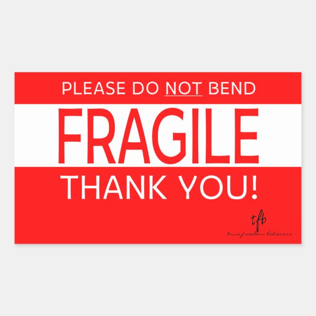 Sticker Rectangulaire Ne pas plier et Merci 1 (Devant)