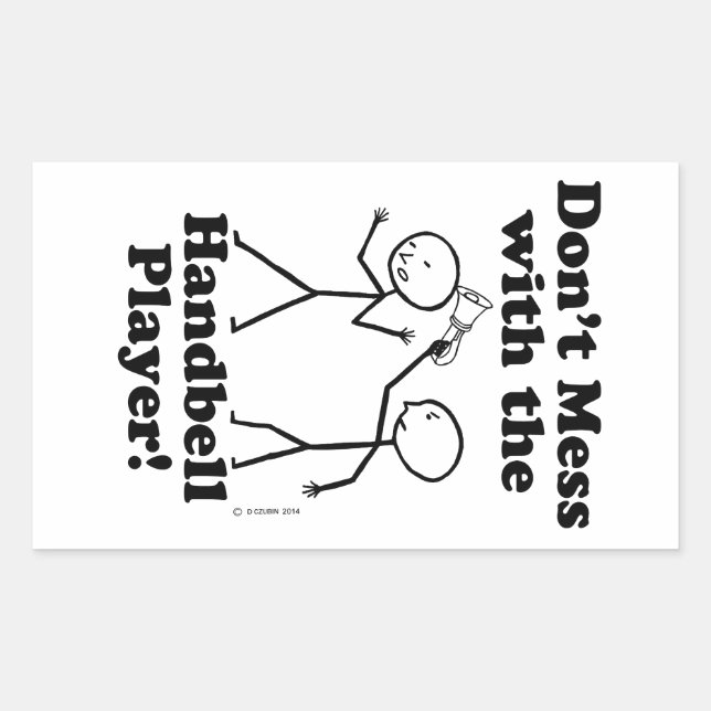 Sticker Rectangulaire Ne vous mêlez pas du lecteur Handbell (Devant)