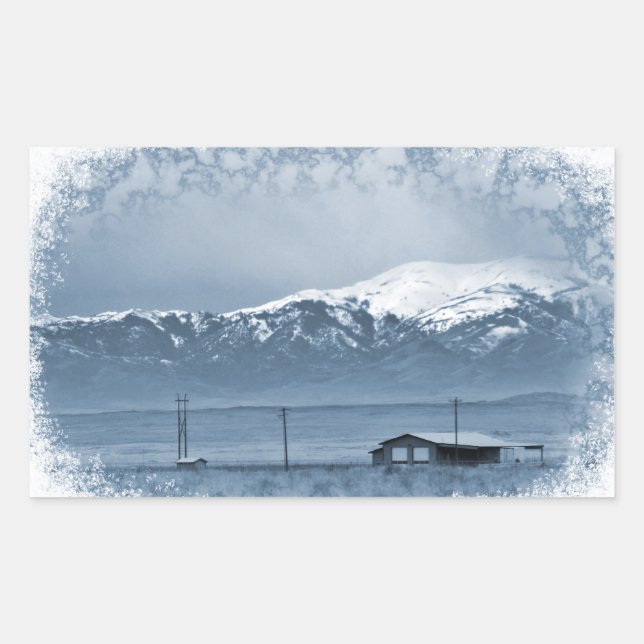Sticker Rectangulaire Neige entrant (Noël) (Devant)