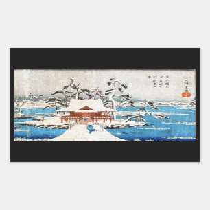 Sticker Rectangulaire Neige vintage japonaise fraîche de tombeau de lac